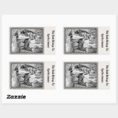 ヴィンテージ白黒レッドライディングフードウルフのフレーム 長方形シール (シート)