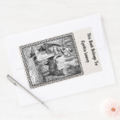 ヴィンテージ白黒レッドライディングフードウルフのフレーム 長方形シール (封筒)