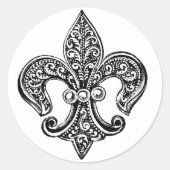 ヴィンテージ白黒レースのよう（紋章の）フラ・ダ・リ ラウンドシール (正面)