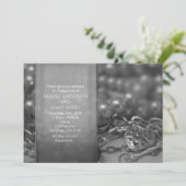 ヴィンテージ白黒ロック&鍵エレガントウェディング 招待状 (スタンド正面)