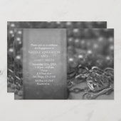 ヴィンテージ白黒ロック&鍵エレガントウェディング 招待状 (正面/裏面)