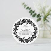 ヴィンテージ白黒ローズリース結婚ズ 招待状 (スタンド正面)