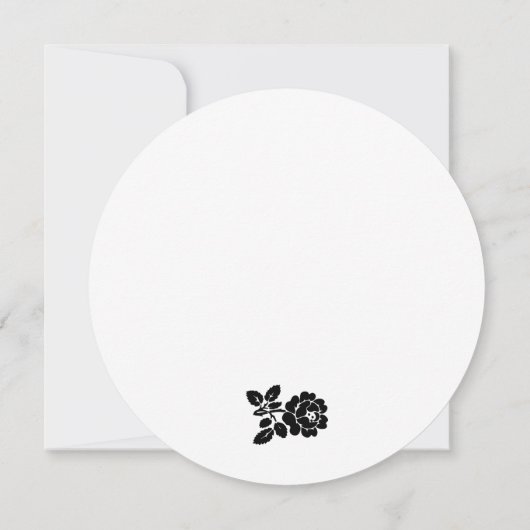 ヴィンテージ白黒ローズリース結婚ズ 招待状 (裏面)