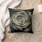 ヴィンテージ白黒ローズ クッション (ブランケット)