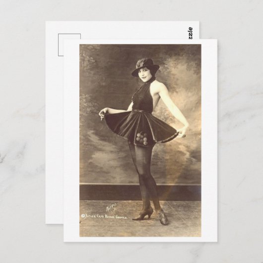 ヴィンテージ白黒ヴォードヴィルダンサー ポストカード (正面/裏面)