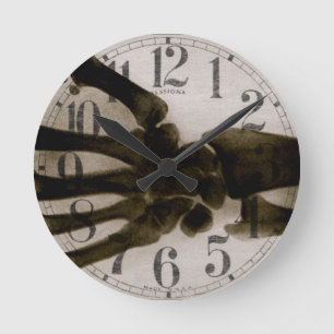 ヴィンテージ白黒人手X線 ラウンド壁時計