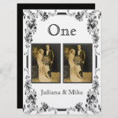 ヴィンテージ白黒写真テーブルナンバー 招待状 (正面/裏面)