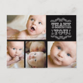 ヴィンテージ白黒写真ベビーありがとうポストカード 案内ポストカード (正面)