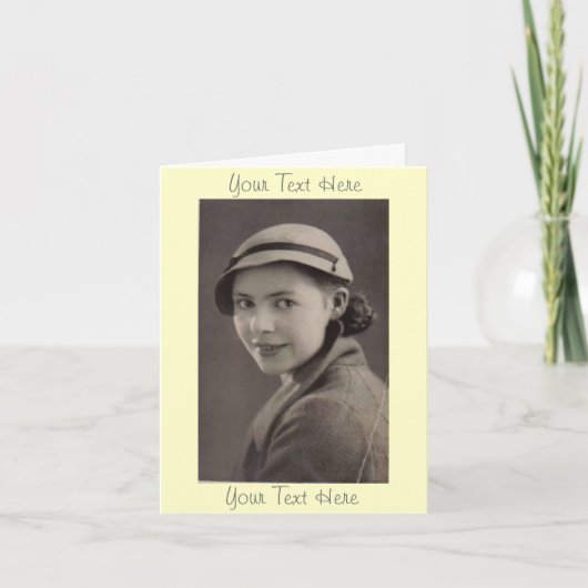 ヴィンテージ白黒写真1930年のレディーポートレート カード (正面)