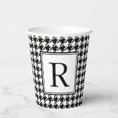 ヴィンテージ白黒千鳥格子のモノグラム 紙コップ (裏面)