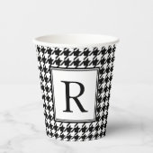 ヴィンテージ白黒千鳥格子のモノグラム 紙コップ (正面)