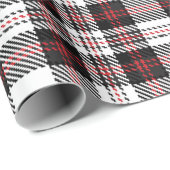 ヴィンテージ白黒及び赤素朴タータンチェック格子板 ラッピングペーパー (ロールコーナー)