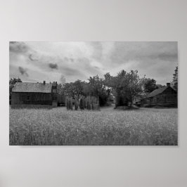 ヴィンテージ白黒小麦農場の写真 ポスター