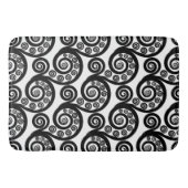 ヴィンテージ白黒巻き渦巻きシダの葉のパターン バスマット (正面)