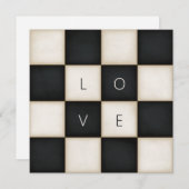 ヴィンテージ白黒市松模様にのカスタム文字 サンキューカード (正面/裏面)