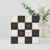 ヴィンテージ白黒市松模様にのカスタム文字 サンキューカード (スタンド正面)