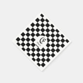 ヴィンテージ白黒市松模様にカスタム文字 スタンダードカクテルナプキン (角)