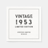 ヴィンテージ白黒年カスタム誕生日 スタンダードカクテルナプキン (正面)