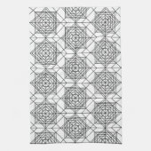 ヴィンテージ白黒抽象芸術線形パターン キッチンタオル (縦)