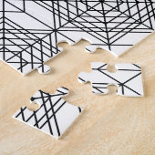 ヴィンテージ白黒抽象芸術線形パターン ジグソーパズル (側面)