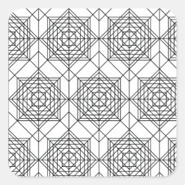 ヴィンテージ白黒抽象芸術線形パターン スクエアシール