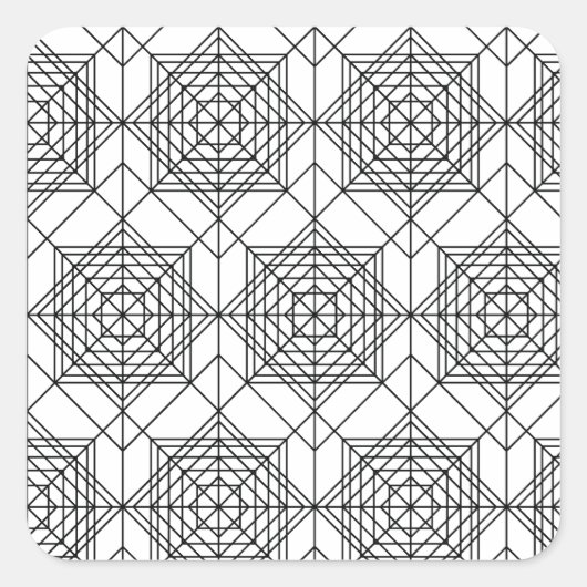 ヴィンテージ白黒抽象芸術線形パターン スクエアシール (正面)