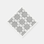 ヴィンテージ白黒抽象芸術線形パターン スタンダードカクテルナプキン (角)