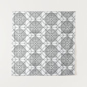 ヴィンテージ白黒抽象芸術線形パターン タペストリー (正面(横))