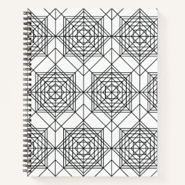 ヴィンテージ白黒抽象芸術線形パターン ノートブック