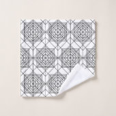 ヴィンテージ白黒抽象芸術線形パターン バスタオルセット (ウォッシュタオル)