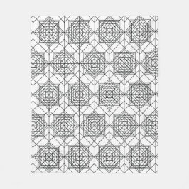 ヴィンテージ白黒抽象芸術線形パターン フリースブランケット