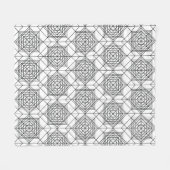 ヴィンテージ白黒抽象芸術線形パターン フリースブランケット (正面(横))