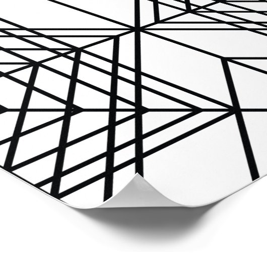 ヴィンテージ白黒抽象芸術線形パターン ポスター (角)