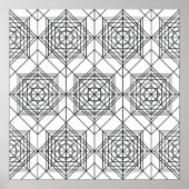 ヴィンテージ白黒抽象芸術線形パターン ポスター (正面)