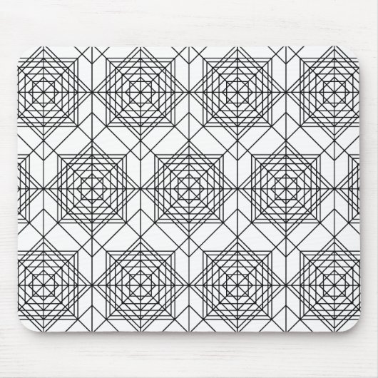 ヴィンテージ白黒抽象芸術線形パターン マウスパッド (正面)