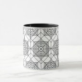 ヴィンテージ白黒抽象芸術線形パターン マグカップ (中央)