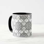 ヴィンテージ白黒抽象芸術線形パターン マグカップ (正面左)