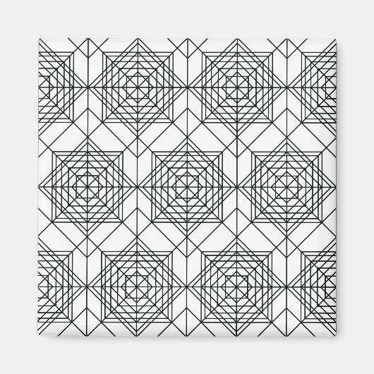 ヴィンテージ白黒抽象芸術線形パターン マグネット (正面)
