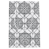 ヴィンテージ白黒抽象芸術線形パターン ミディアムペーパーバッグ (正面)