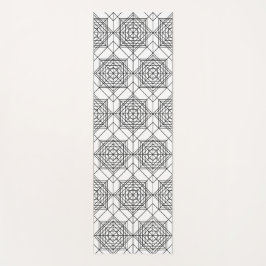 ヴィンテージ白黒抽象芸術線形パターン ヨガマット