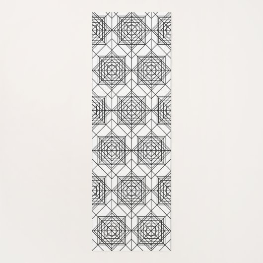 ヴィンテージ白黒抽象芸術線形パターン ヨガマット (裏面)