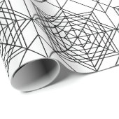 ヴィンテージ白黒抽象芸術線形パターン ラッピングペーパー (ロールコーナー)