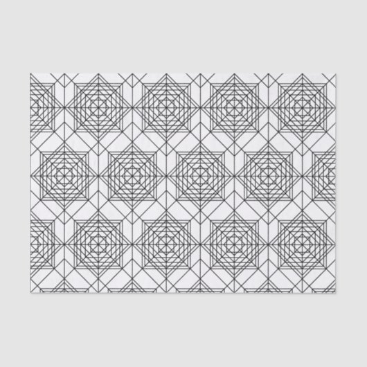 ヴィンテージ白黒抽象芸術線形パターン 薄葉紙 (正面)