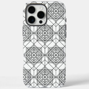 ヴィンテージ白黒抽象芸術線形パターン iPhone 16 PRO MAXケース