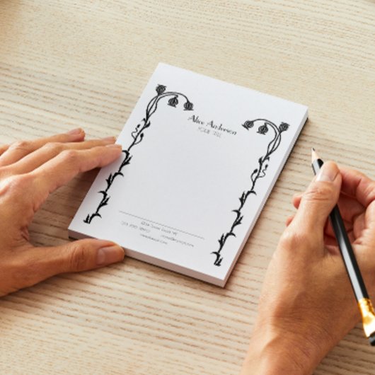 ヴィンテージ白黒新しいフローラ野草 ノートパッド