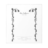 ヴィンテージ白黒新しいフローラ野草 ノートパッド (正面)