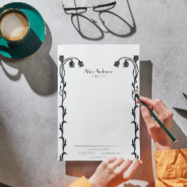 ヴィンテージ白黒新しいフローラ野草 レターヘッド