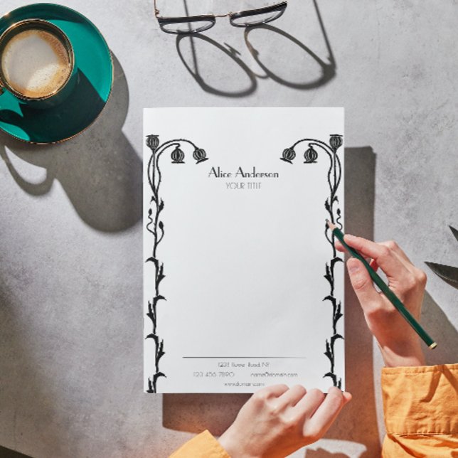 ヴィンテージ白黒新しいフローラ野草 レターヘッド (クリエイターアップロード済み)