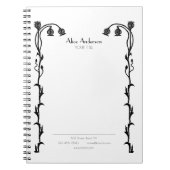 ヴィンテージ白黒新しいフローラ ノートブック (正面)