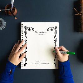 ヴィンテージ白黒新しいフローラ ノートブック